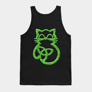 Faux Green Glitter Trinity Knot Celtic Cat Tank Top